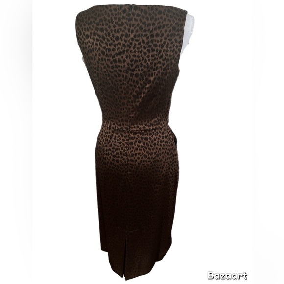 David Warren NWT Animal Print Leopard Midi Dress sz 6 Sleeveless Back Zip Lined - Picture 3 of 4